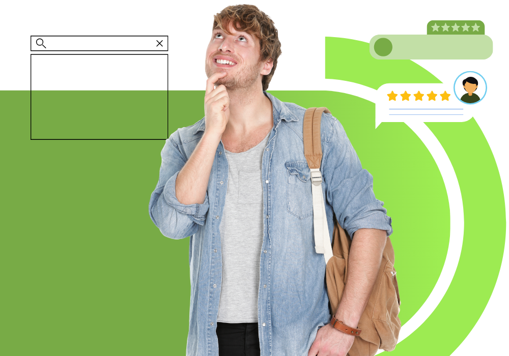 happy male student thinking